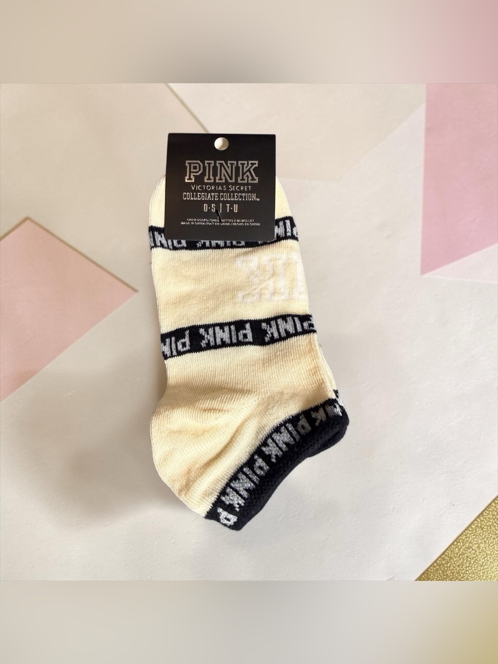 🏷️‼️5/$25🏷️‼️🖤PINK Victoria's Secret🖤Low-Cut Cream Ankle Socks/NWT